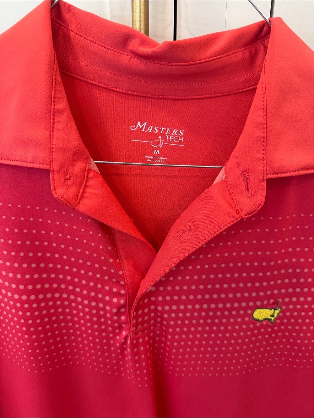 Masters Red Men’s Tech Polo with Dot Pattern